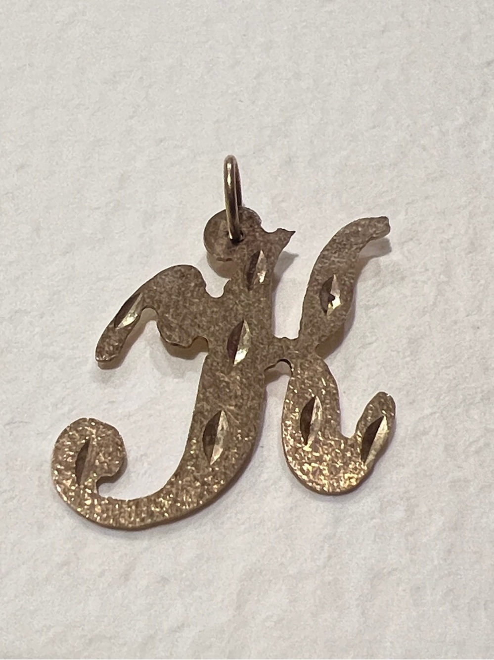 14k Gold ‘K’ Initial Charm / Pendant